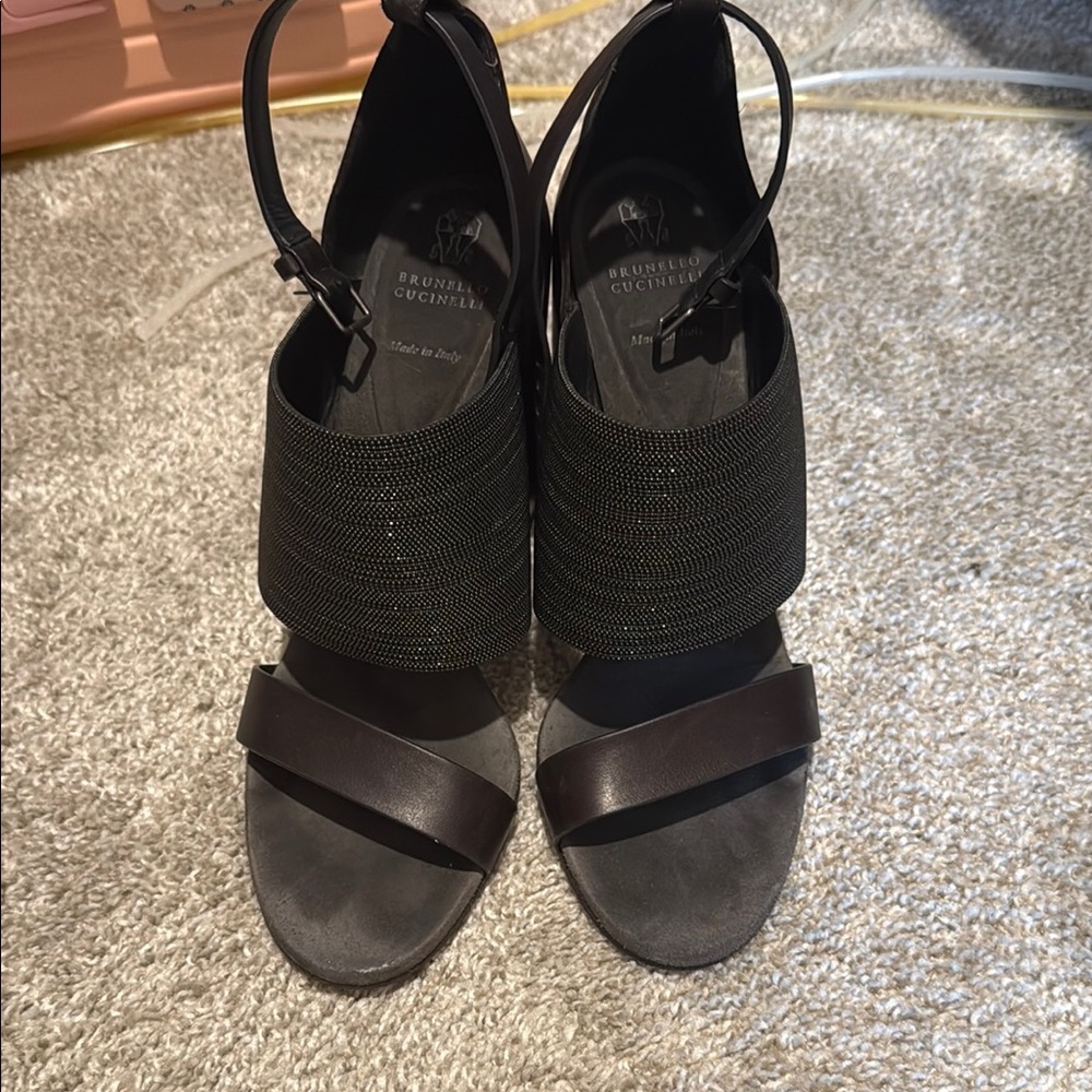 Brunello Cucinelli Black Minimalist Sandals